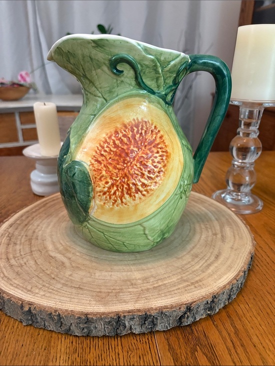 Other - Vintage Cantaloupe Pitcher Vase, Made by Valli Ceramiche, Italy